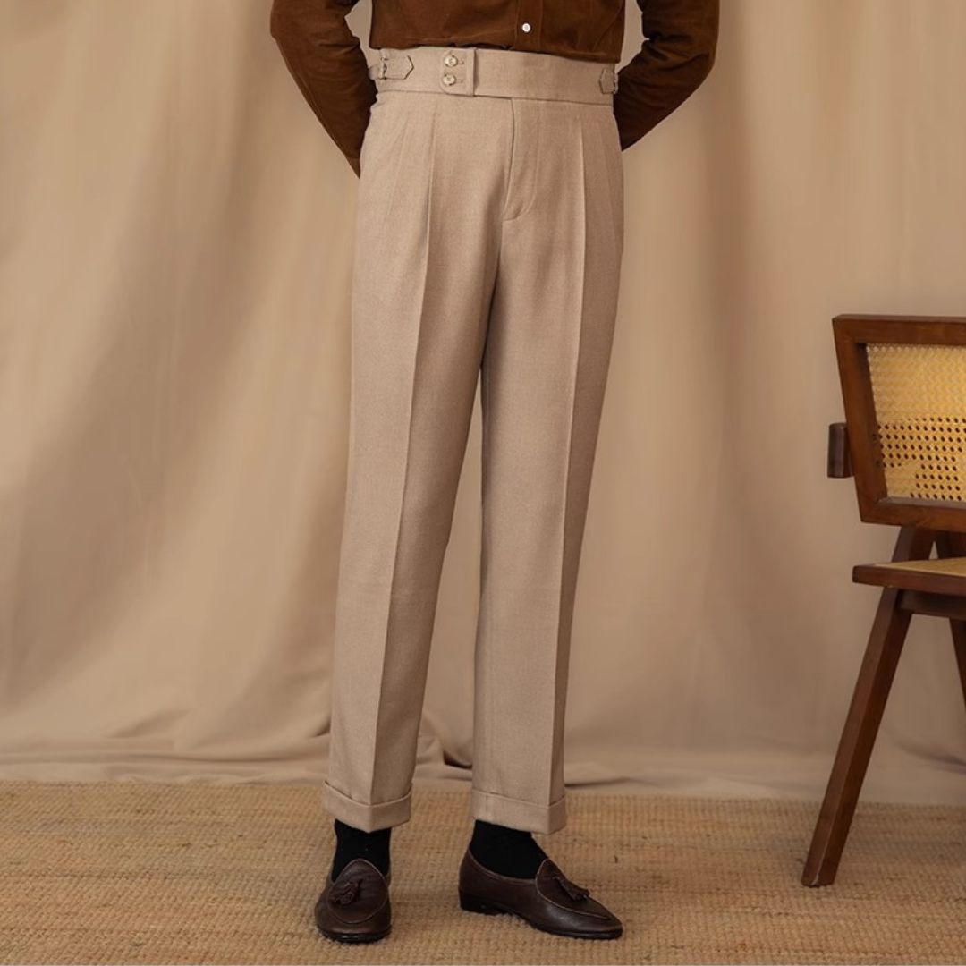 Pantaloni da uomo in stile sartoriale Gurkha italiano