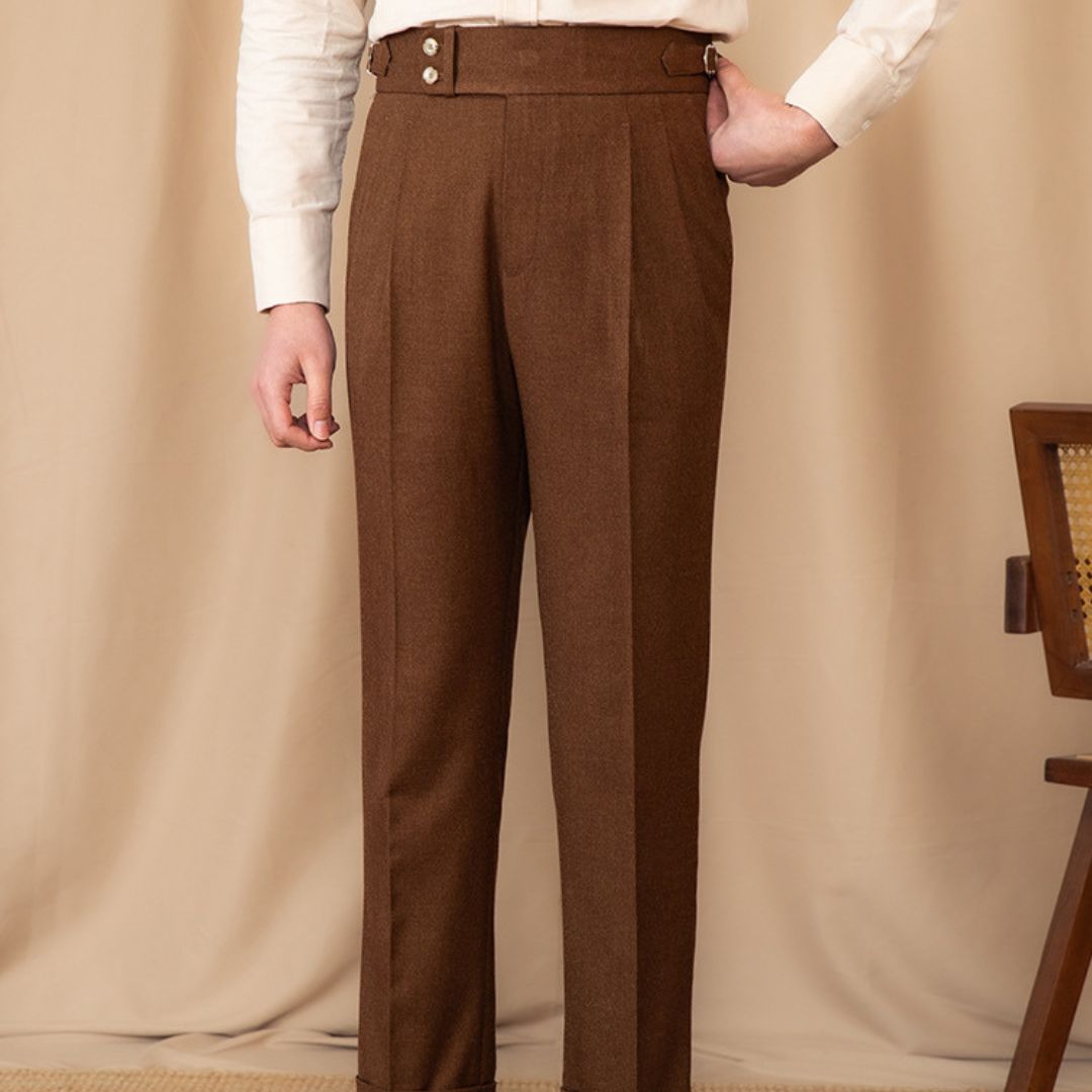 Pantaloni da uomo in stile sartoriale Gurkha italiano