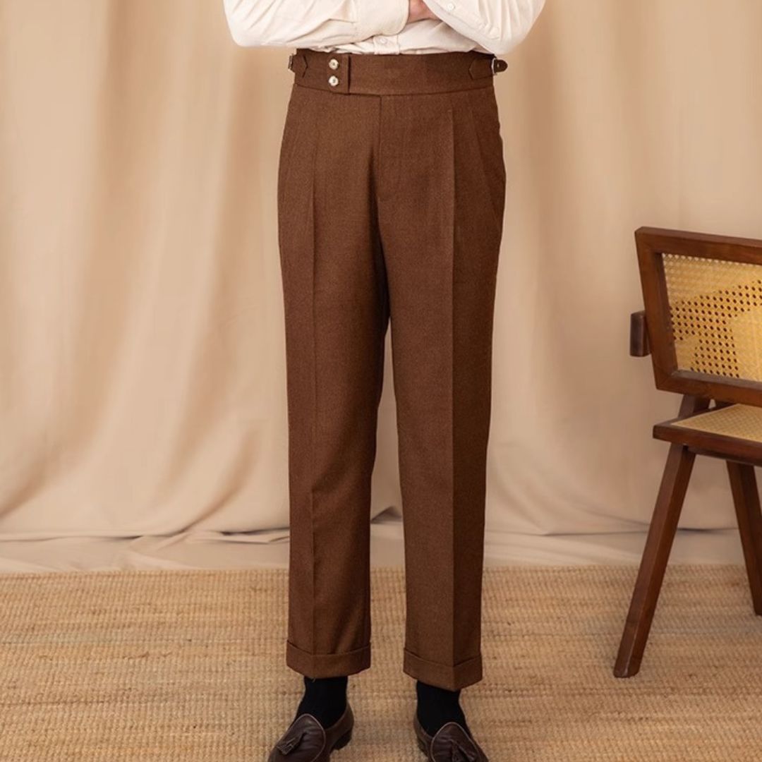 Pantaloni da uomo in stile sartoriale Gurkha italiano