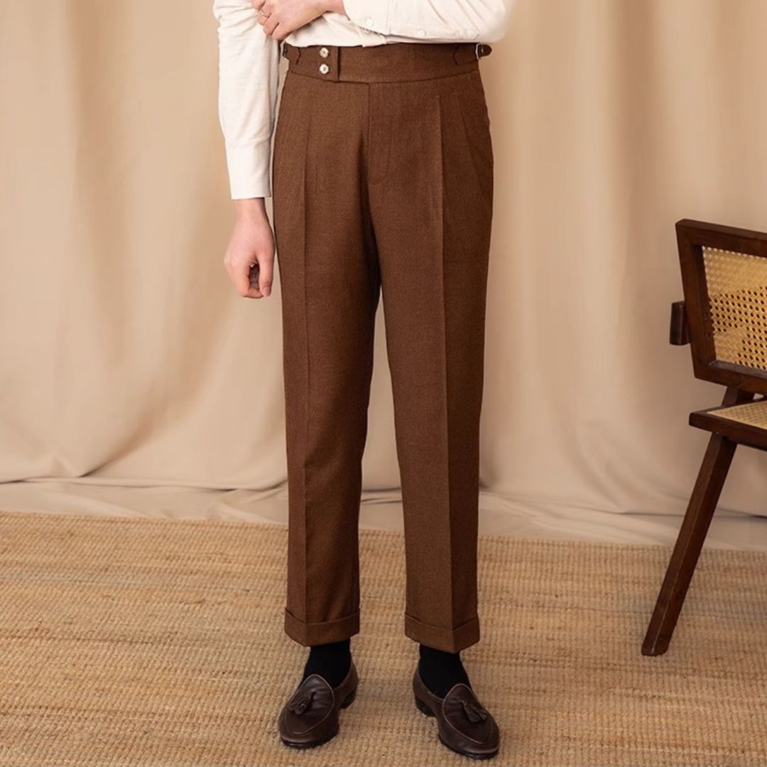 Pantaloni da uomo in stile sartoriale Gurkha italiano