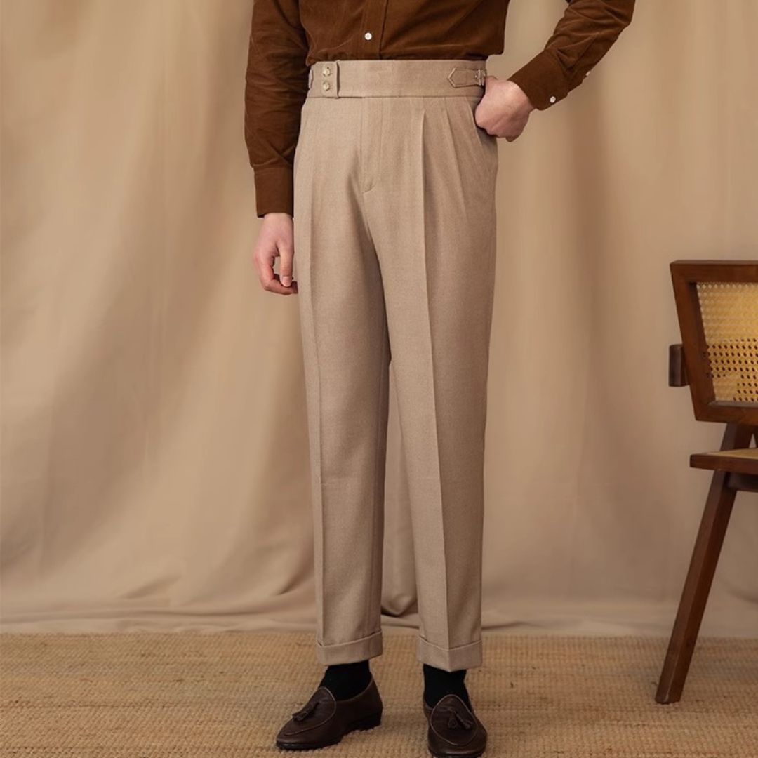 Pantaloni da uomo in stile sartoriale Gurkha italiano